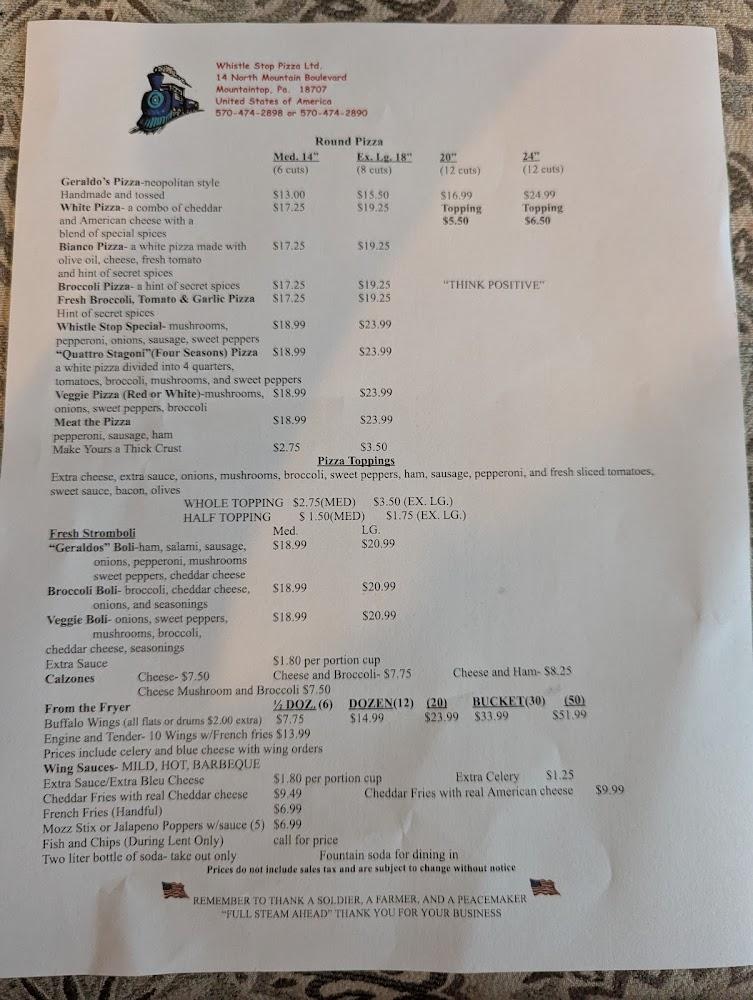 Whistle Stop Menu image 1