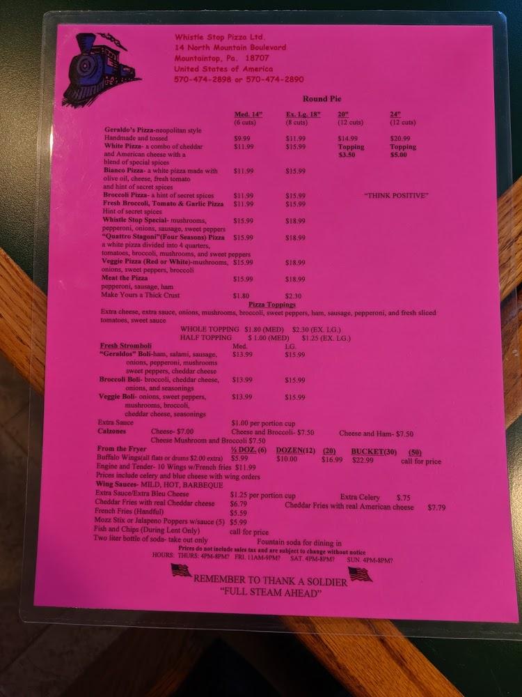Whistle Stop Menu image 2